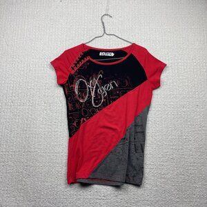 Y2K Oxygen Fitted Cap Sleeve Top Lace Up Shoulder Grunge Alt Goth Avril Era Read